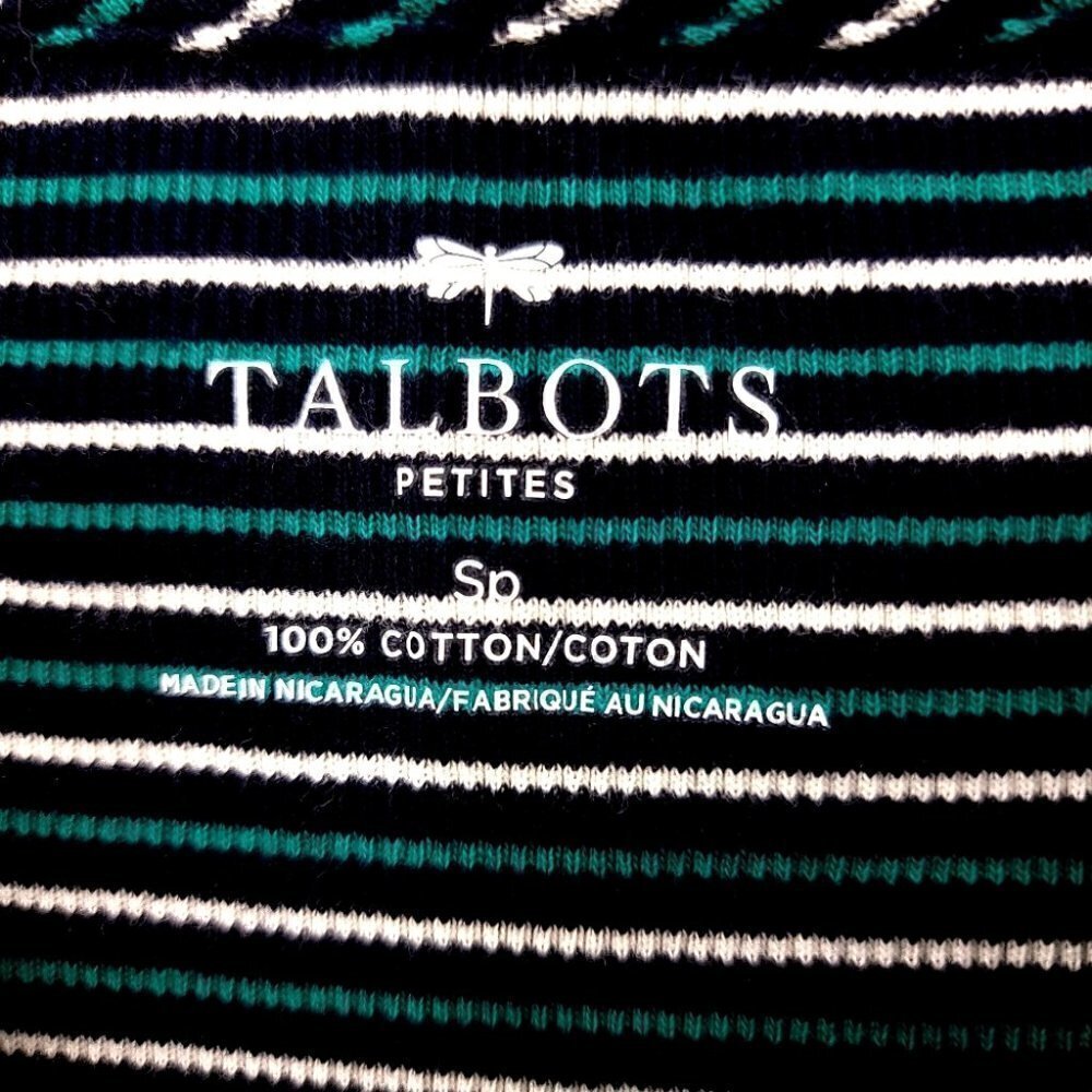 Talbots Petites Women's SP 100% Cotton Striped Flexible Long Sleeve Shirt - Picture 7 of 13
